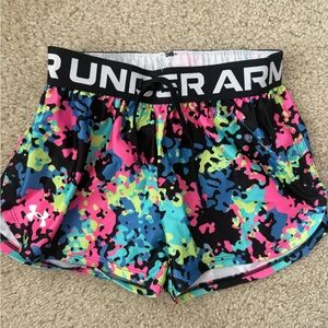 Under Armour Pink and Blue Athletic Shorts with Elastic Waistband